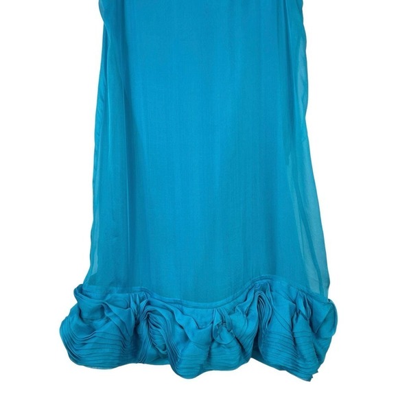 Alice + Olivia Blue Asymmetrical Ruffle Hem Silk Sleeveless Mini Dress Small - Picture 4 of 12